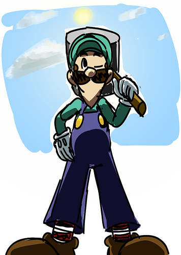 luigi doodle he has his hammer he's gonna beat some boos up